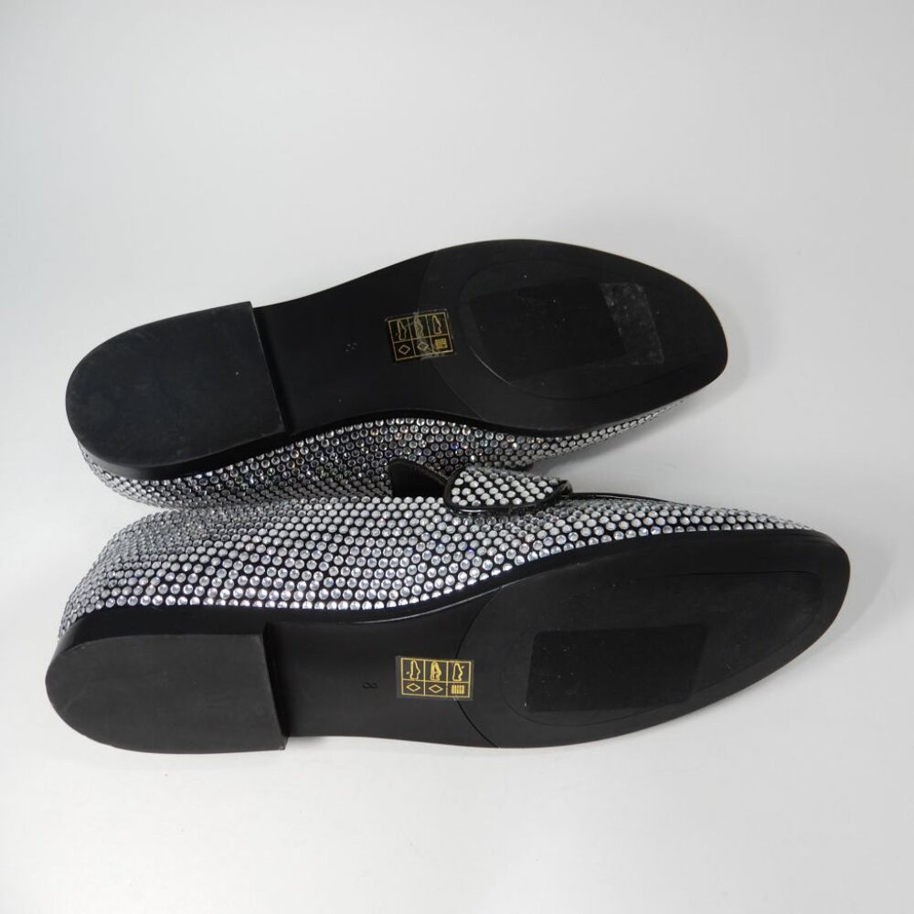 Jeffrey Campbell Velvit Penny Loafers Size 8 Rhinestone Apron Toe Flats NEW - Picture 11 of 12